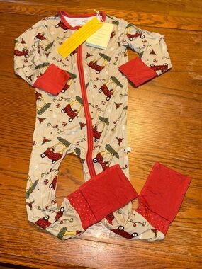 Little Snuggles Toddler Boys Size 3 Christmas Bamboo Zippy Sleeper NWT